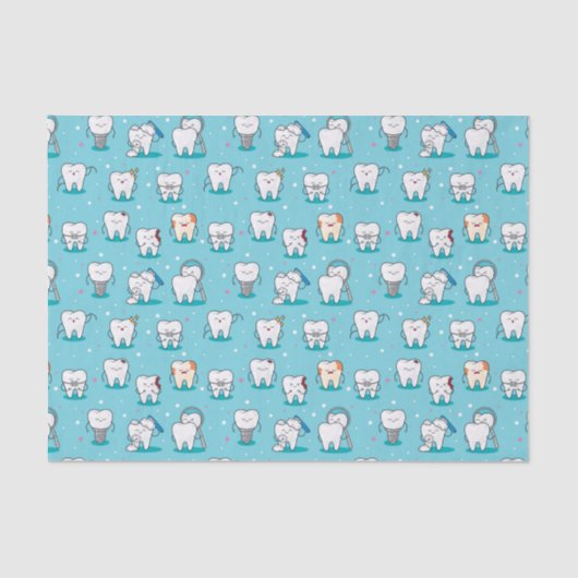 Cute Dental Pattern Tissuepapier (Voorkant)