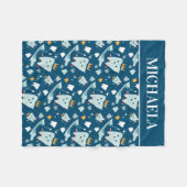 Cute Dentist Dental Hygienist Tooth Pattern Name Fleece Deken (Voorkant (Horizontaal))