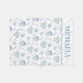 Cute Dentist Dental Hygienist Tooth Pattern White Fleece Deken (Voorkant (Horizontaal))