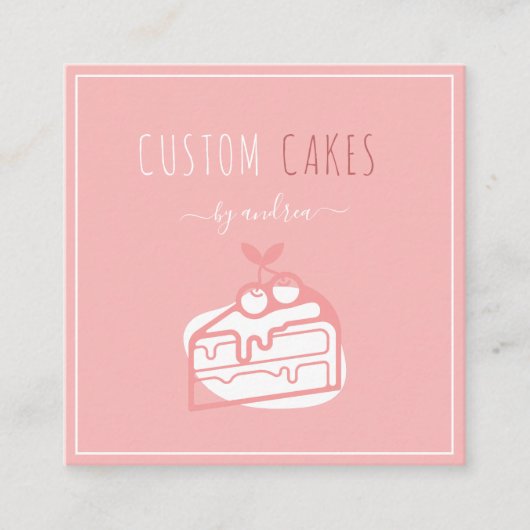 Cute Dessert Cake Artist QR Code Social Media Cool Vierkante Visitekaartje (Voorkant)