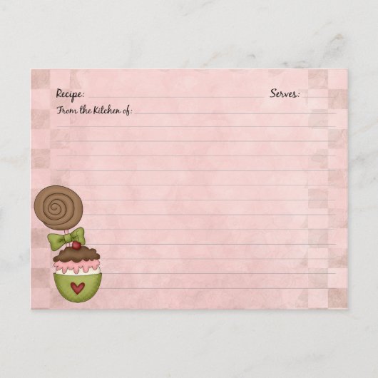 Cute Dessert Recipe-kaarten Briefkaart (Voorkant)