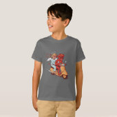 Cute Devil and Angel on a Scooter T-shirt (Voorkant volledig)