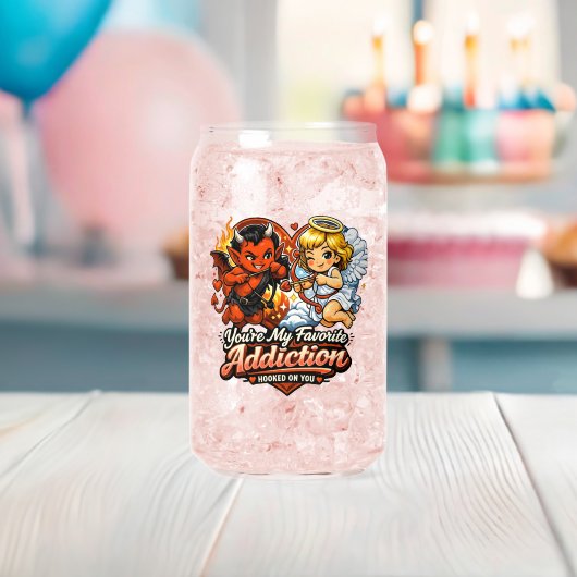 Cute Devil & Angel Valentine Day Love Design Blikvorm Glas (Insitu (Baby Shower))