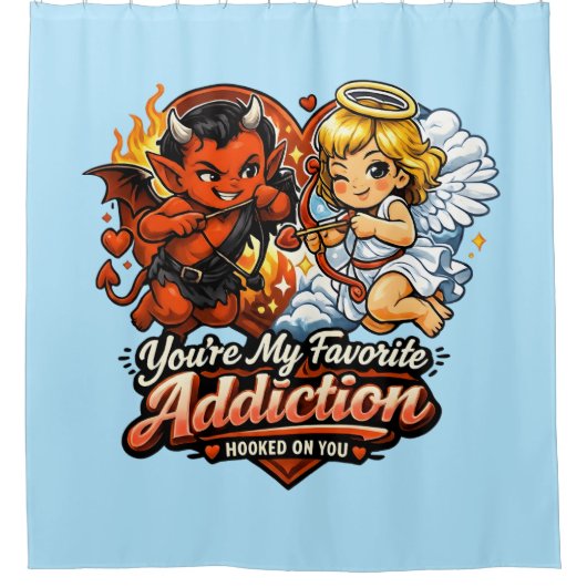 Cute Devil & Angel Valentine Day Love Design Douchegordijn (Voorkant)