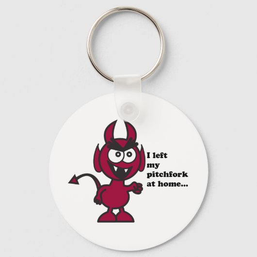 Cute Devil Cartoon Angry Pitchfork Quote Sleutelhanger (Voorkant)