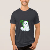 Cute Devil Ghost with Green Trident Tri-Blend Shirt (Voorkant)