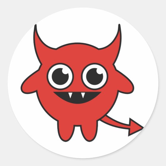 Cute Devil Ronde Sticker (Voorkant)
