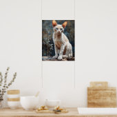 Cute Devon Rex Cat Art Imprimer Poster (Cuisine)