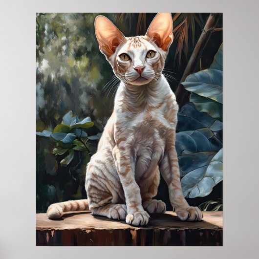 Cute Devon Rex Cat Art Imprimer Poster (Devant)