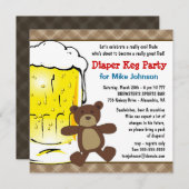 Cute Diaper Keg-uitnodigingen - New papa Beer Part Kaart (Voorkant / Achterkant)