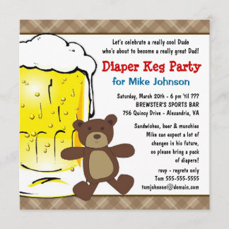 Cute Diaper Keg-uitnodigingen - New papa Beer Part Kaart
