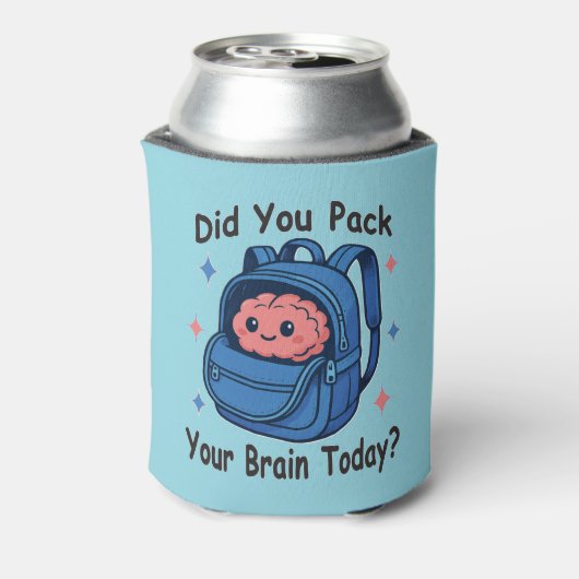 Cute “Did You Pack Your Brain Today?” Brain Pun Blikjeskoeler (Blikje Achterkant)