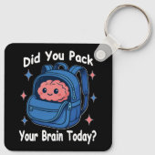 Cute “Did You Pack Your Brain Today?” Brain Pun Sleutelhanger (Achterkant)