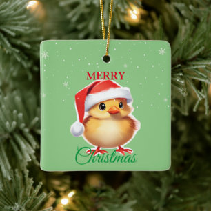 Cute dier baby kuiken Kerstman Kerst Costuum Keramisch Ornament