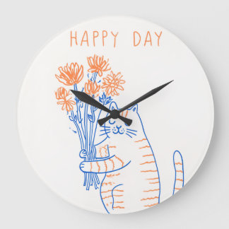 Cute Dieren Illustratie Ronde Wandklok Grote Klok