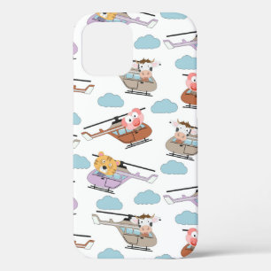 Cute Dieren In Helikopter Patroon iPhone 12 Hoesje