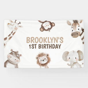 Cute Dieren Safari Jungle Verjaardagsfeestje Kinde Spandoek