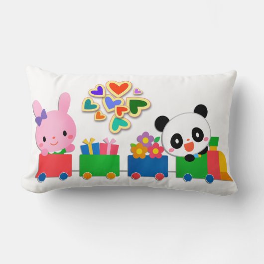 Cute Dieren Trein Kussen (Voorkant)