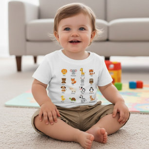 Cute Dierennaam ABC Educatieve Peuter Baby T-Shirt