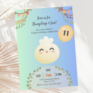 Cute Dim Sum Dumpling Anniversaire Fête Invitation