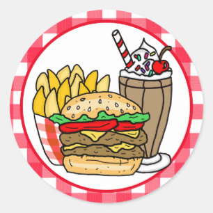 Cute Diner Food Ronde Sticker