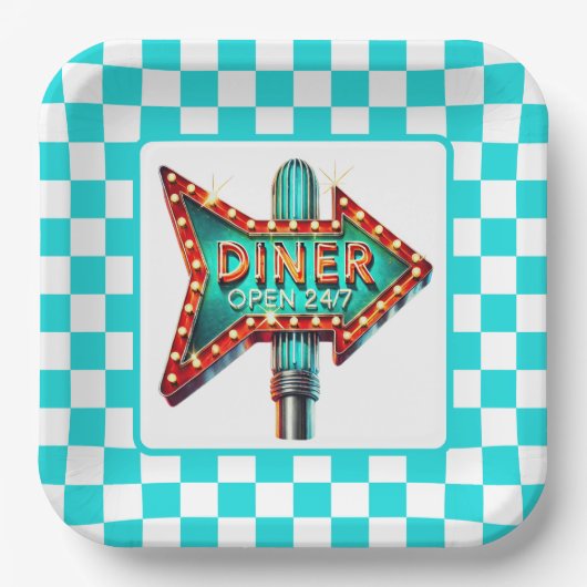 Cute Diner retro party  Papieren Bordje (Voorkant)
