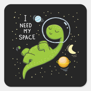 Cute dino astronaut vierkante sticker