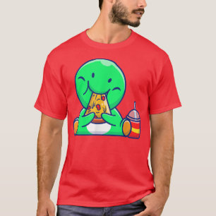 Cute Dino Manger Pizza Dinosaur T-shirt Manger Drô