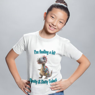 Cute Dino-Mite Stippen Kleurrijke Dinosaurussen Ki T-shirt