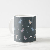 Cute Dino Patern Bleu Grey Mug (Devant gauche)