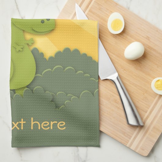 Cute Dino Trex in Sunshine Cartoon Theedoek (Quarter Fold)