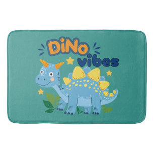 Cute Dino Vibes Blauwe Stegosaurus Kinderen Badmat