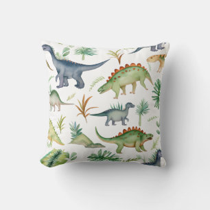 Cute Dino Waterverf Green Pattern Kinder Kussen