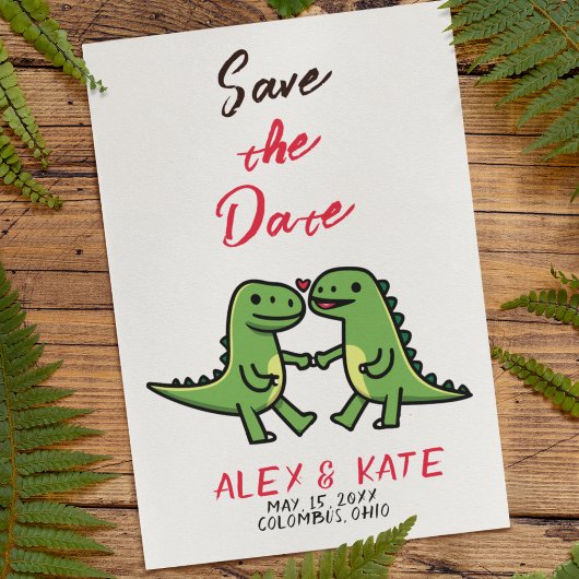 Cute Dino Wedding Enregistrer la date Faire-part