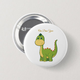 Cute Dinosaur 1e Verjaardagsfeestje Knop Speld Ronde Button 5,7 Cm
