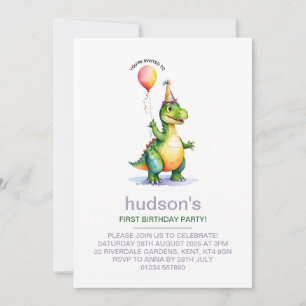 Cute Dinosaur 1er anniversaire Invitation pour gar