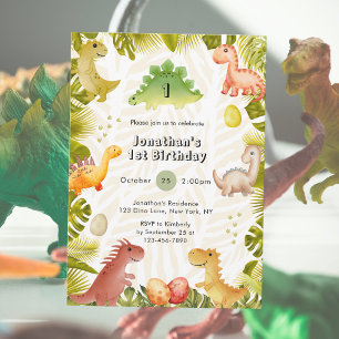 Cute Dinosaur 1er Invitation anniversaire