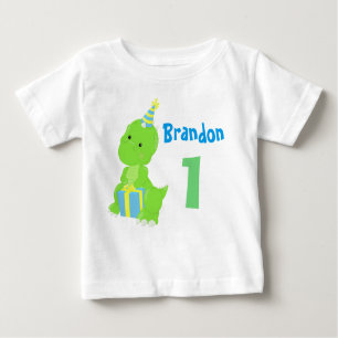 Cute Dinosaur 1st Birthday Blue Green Dino Boy