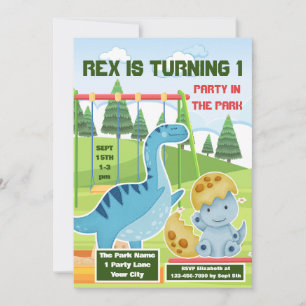 Cute Dinosaur 1st Boy's Birthday Party Invitation