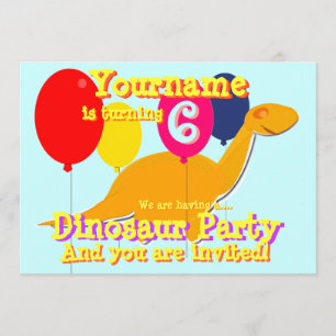 Cute Dinosaur 6e anniversaire fêtes Invitations