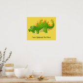 Cute Dinosaur aangepaste tekst en kleurenposter Poster (Keuken)