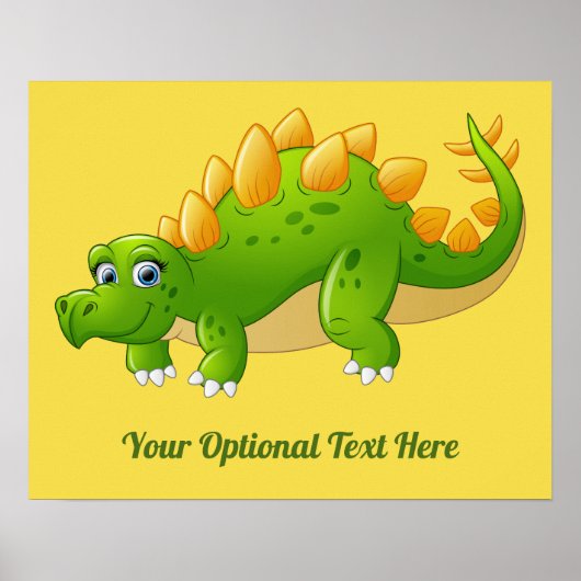 Cute Dinosaur aangepaste tekst en kleurenposter Poster (Voorkant)
