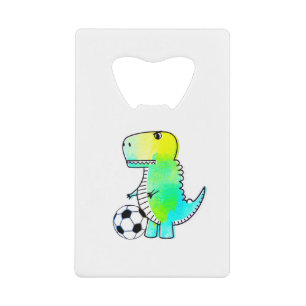 Cute Dinosaur Aime Le Football Aquarelle