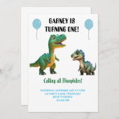 Cute Dinosaur Animal Anniversaire Invitation (Devant / Derrière)
