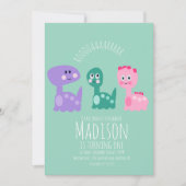 Cute Dinosaur Anniversaire Fête Invitation colorée (Devant)
