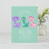 Cute Dinosaur Anniversaire Fête Invitation colorée (Debout devant)