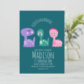 Cute Dinosaur Anniversaire Fête Invitation colorée (Debout devant)