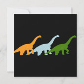 Cute Dinosaur Anniversaire Invitations Noir (Dos)