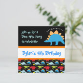 Cute Dinosaur Anniversaire Invitations Noir (Debout devant)