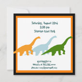 Cute Dinosaur Anniversaire Invitations Noir (Dos)